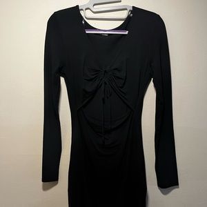 Front Cut Out Detail Long Sleeve Mini Dress